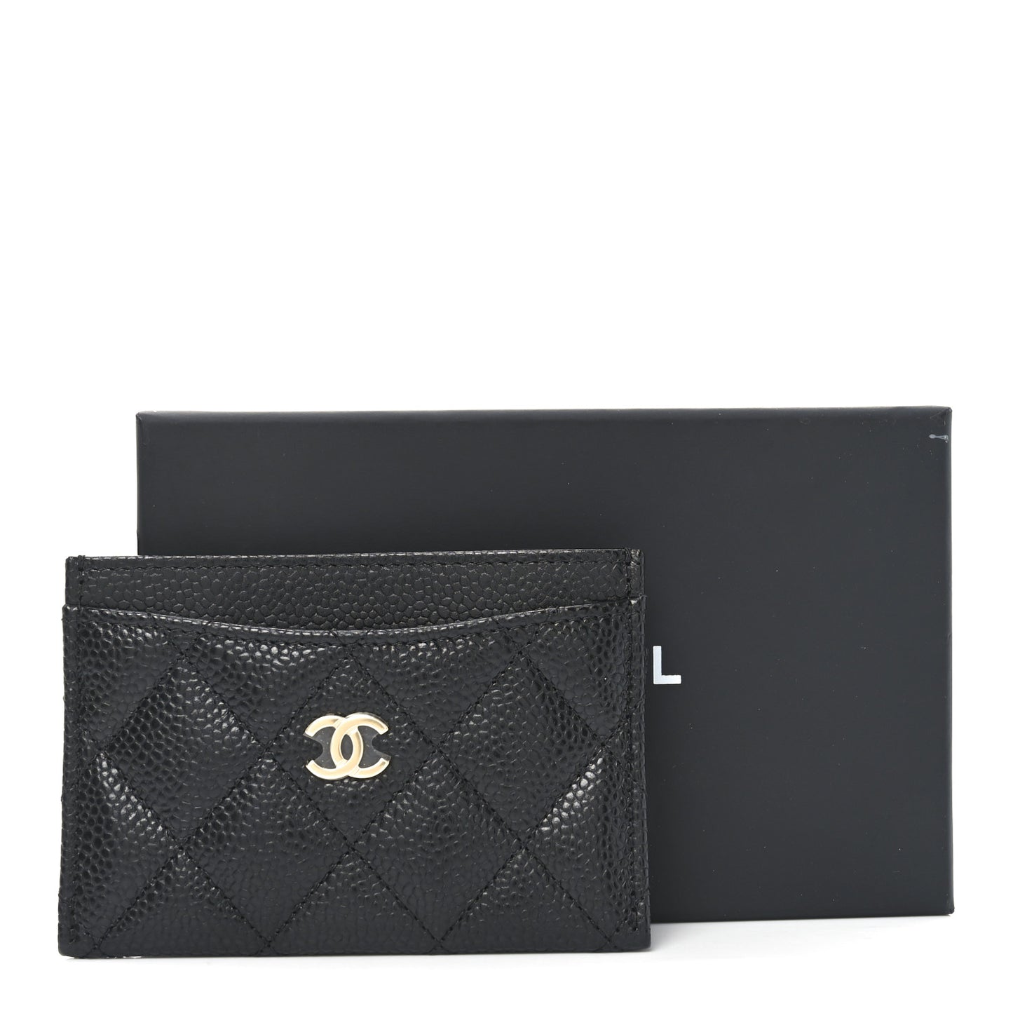Caviar Quilted Card Holder Black