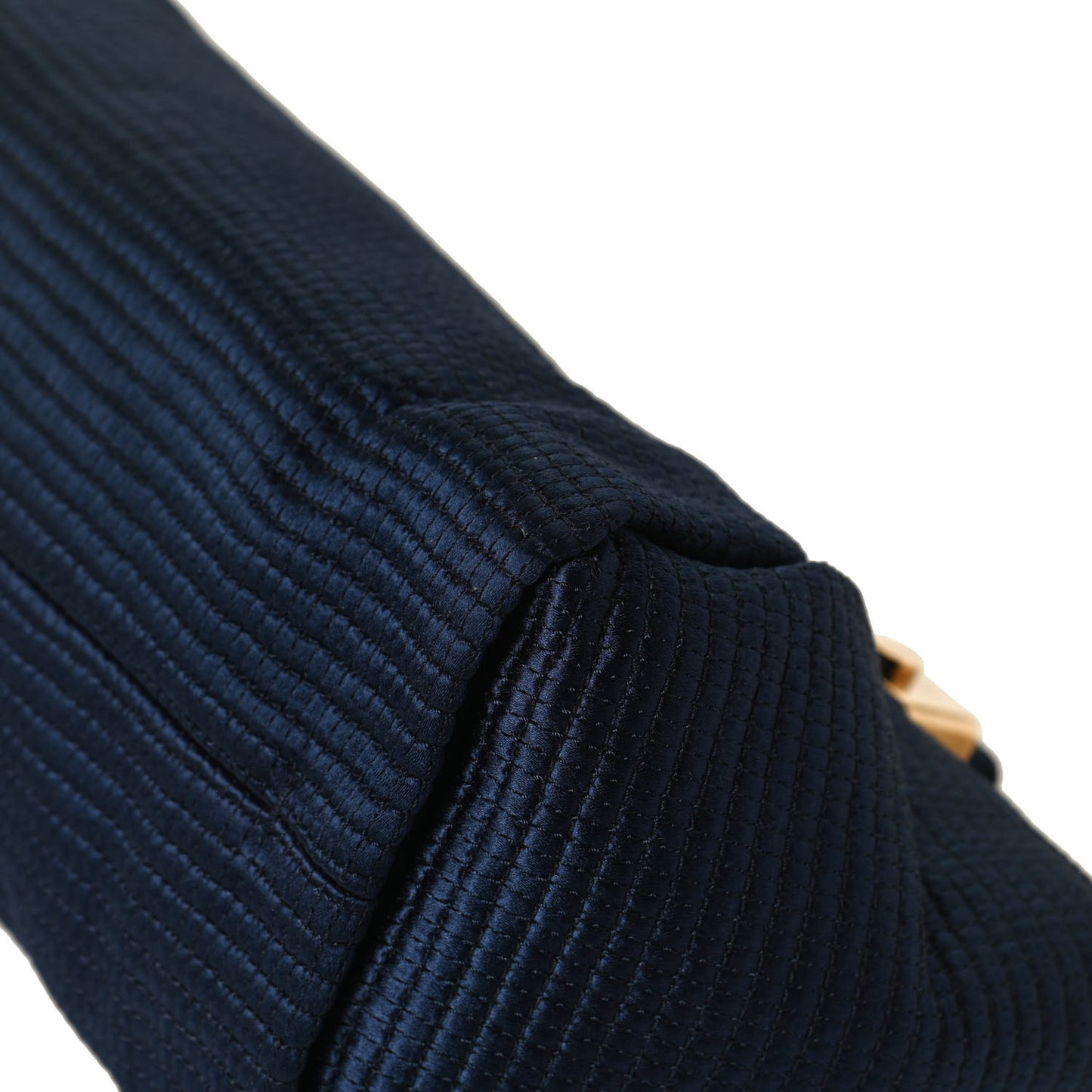 Satin Quilted Trilogy Clutch Navy