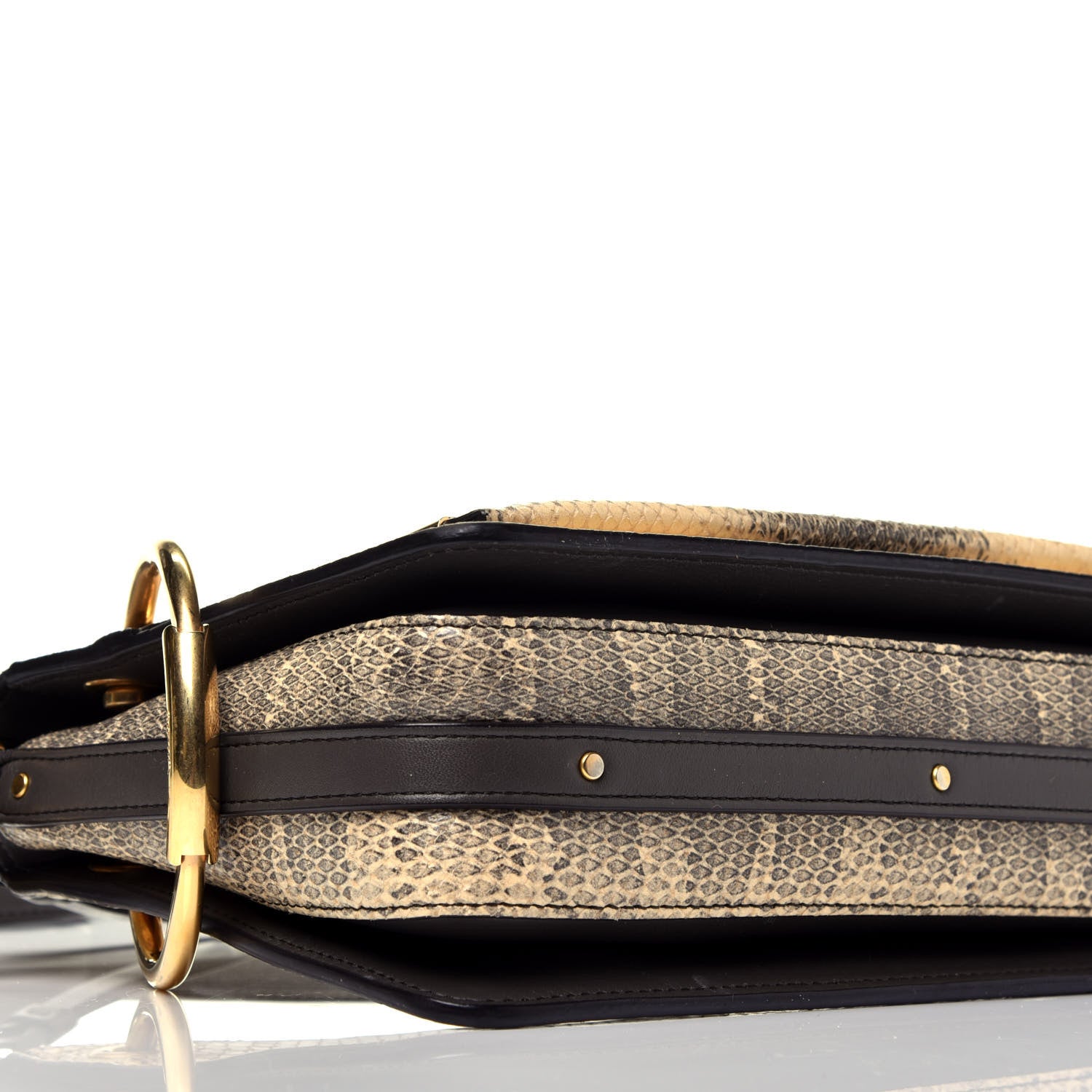 Chloe Calfskin Watersnake Embossed Small Roy Bag Cloudy Yellow 9 of 10