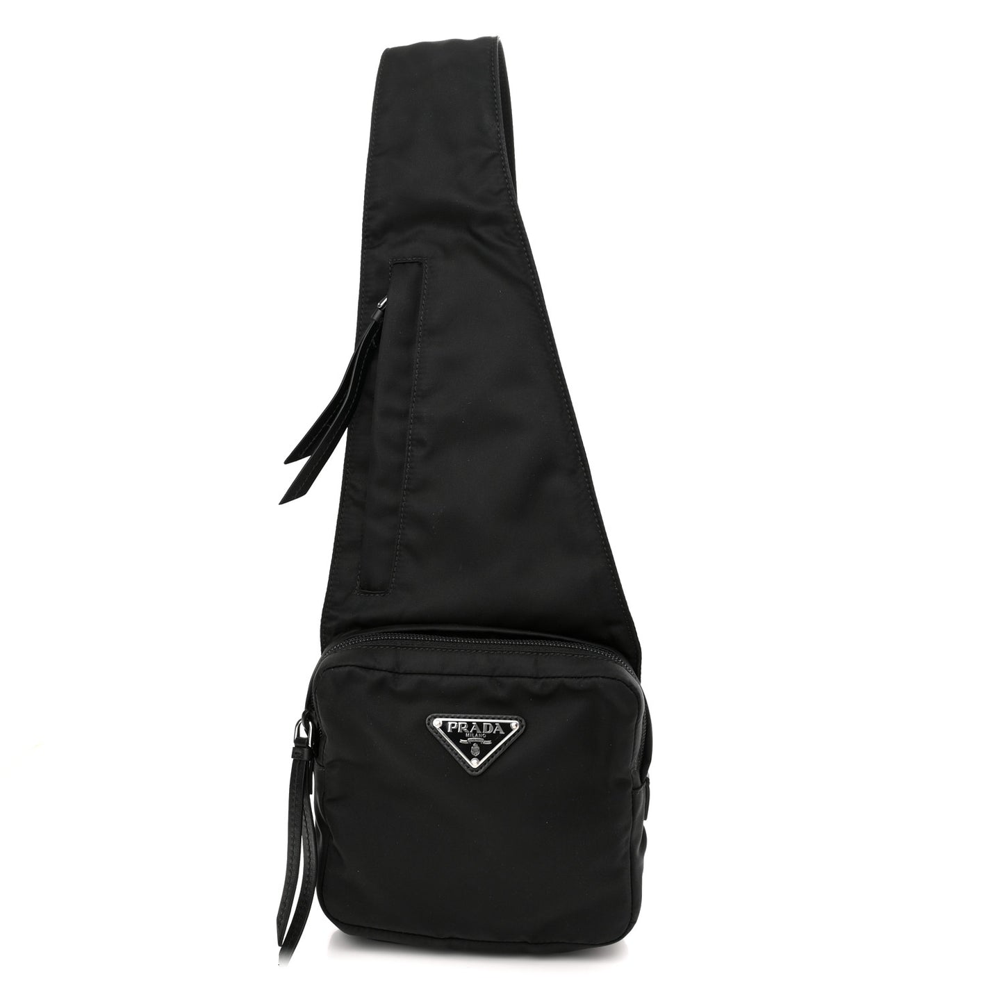 Re-Nylon Logo Plaque Sling Backpack Black