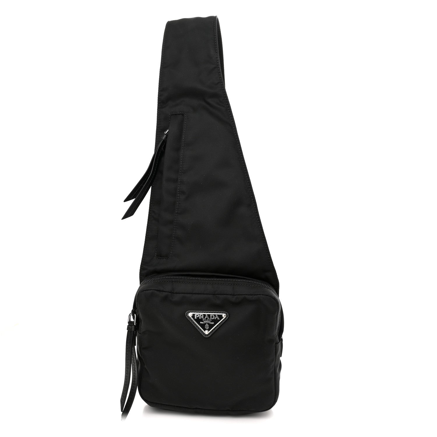 Prada Re-Nylon Logo Plaque Sling Backpack Black 1 of 8