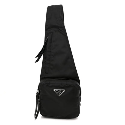 Prada Re-Nylon Logo Plaque Sling Backpack Black 1 of 8