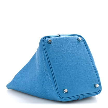 Hermes Taurillon Clemence Swift Eclat Picotin Lock 18 PM Bleu Frida Rose Mexico 4 of 11