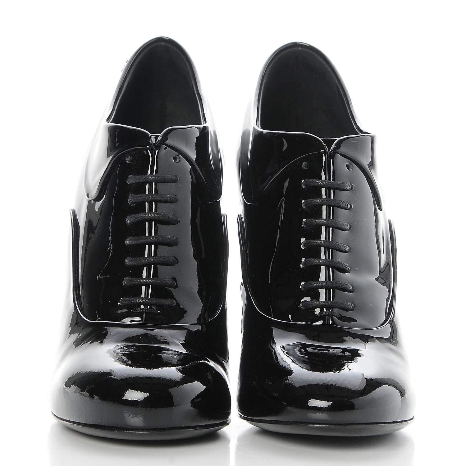Chanel Patent Calfskin Oxford Lace Up Booties 36 Black 2 of 8