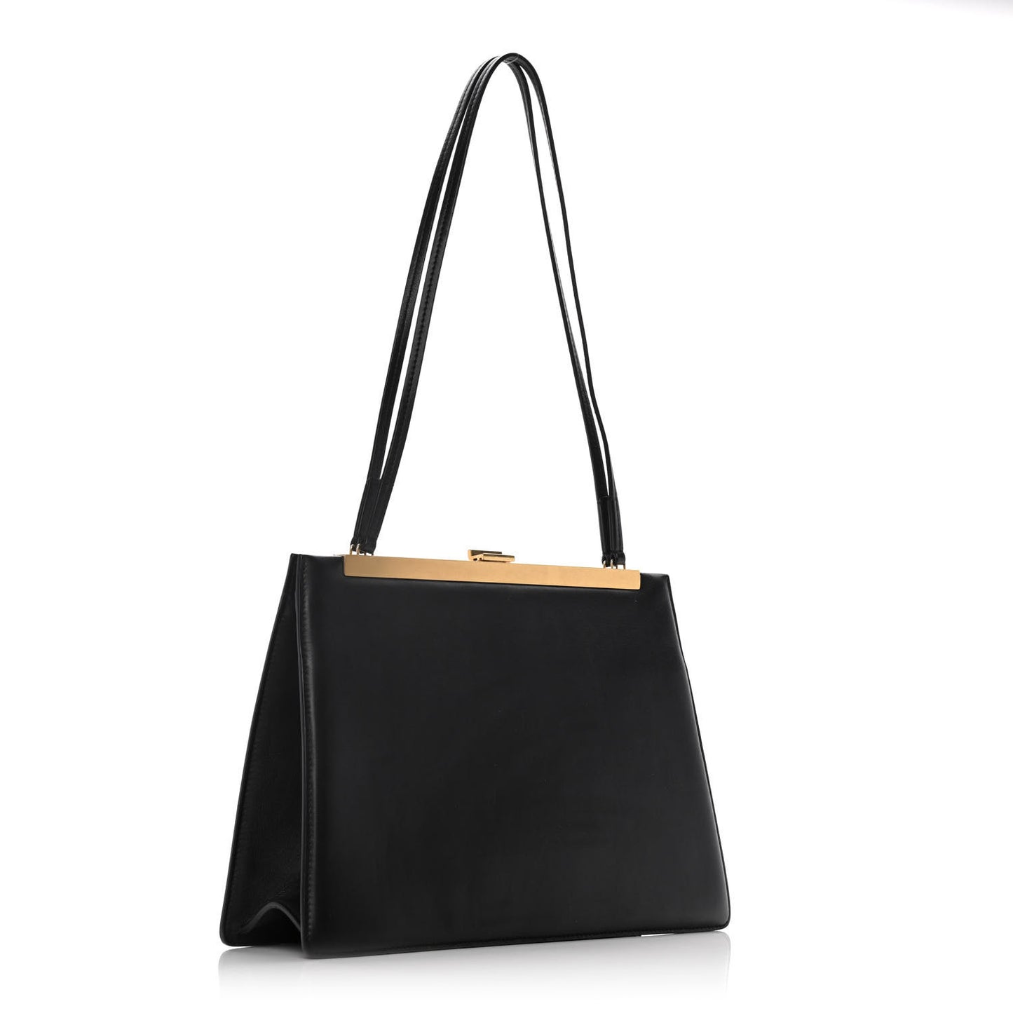 Patina Box Calfskin Medium Clasp Bag Black
