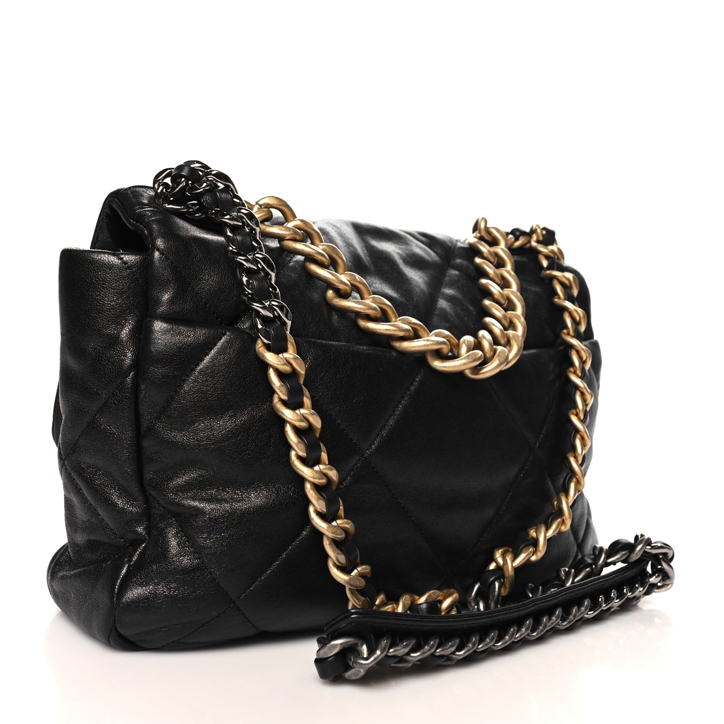 Lambskin Quilted Large Chanel 19 Flap Black