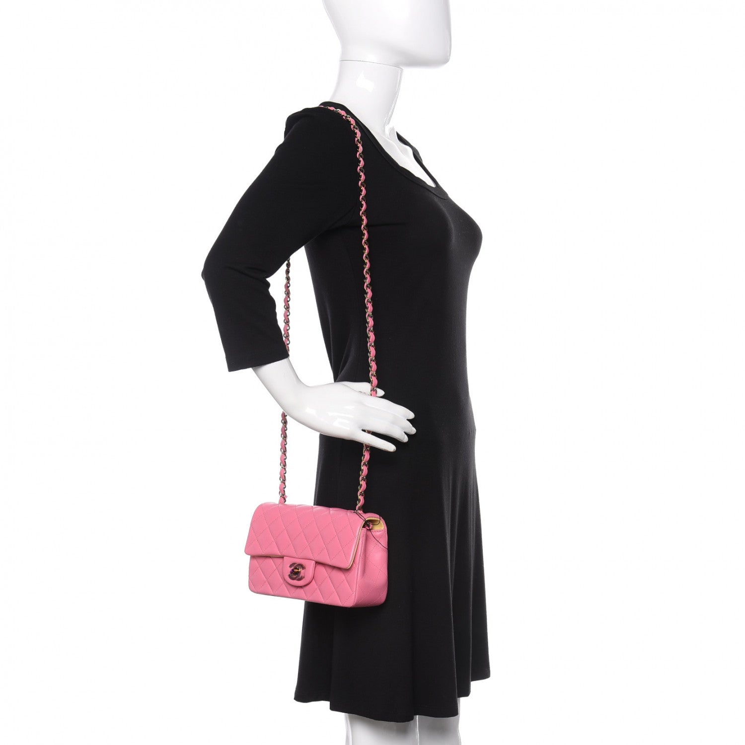 Chanel Lambskin Quilted Mini Rectangular Flap Pink Yellow 2 of 9