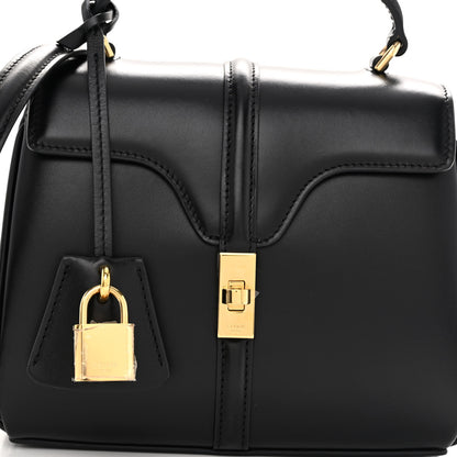Celine Satinated Calfskin Mini 16 Top Handle Bag Black 7 of 10