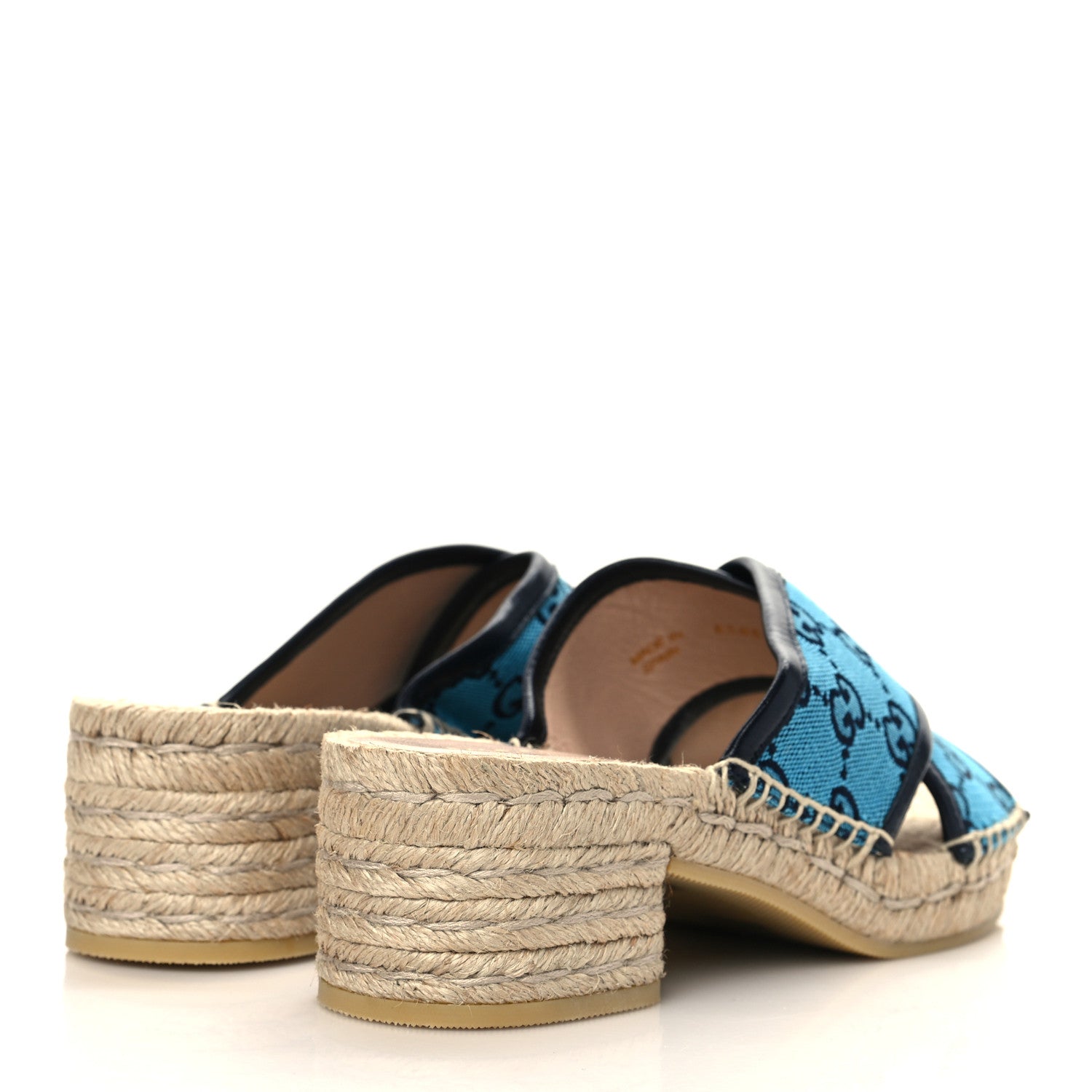 Gucci Monogram Multicolor Criss Cross Espadrille Sandals 35.5 Light Blue 4 of 11