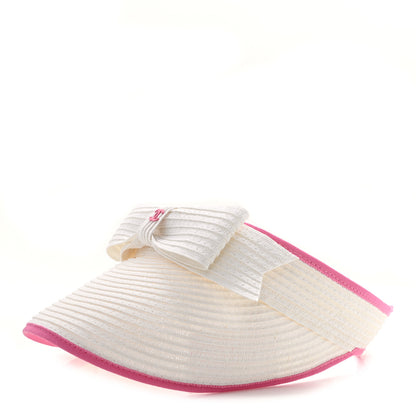 Chanel Straw Grosgrain Visor M White Pink 1 of 8