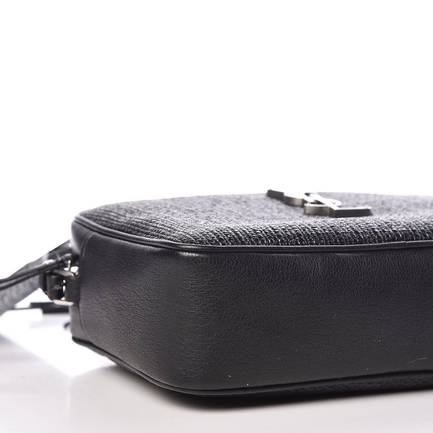 Raffia Canvas Monogram Lou Camera Bag Black