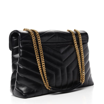 Saint Laurent Calfskin Y Quilted Monogram Medium Loulou Chain Satchel Black 3 of 16