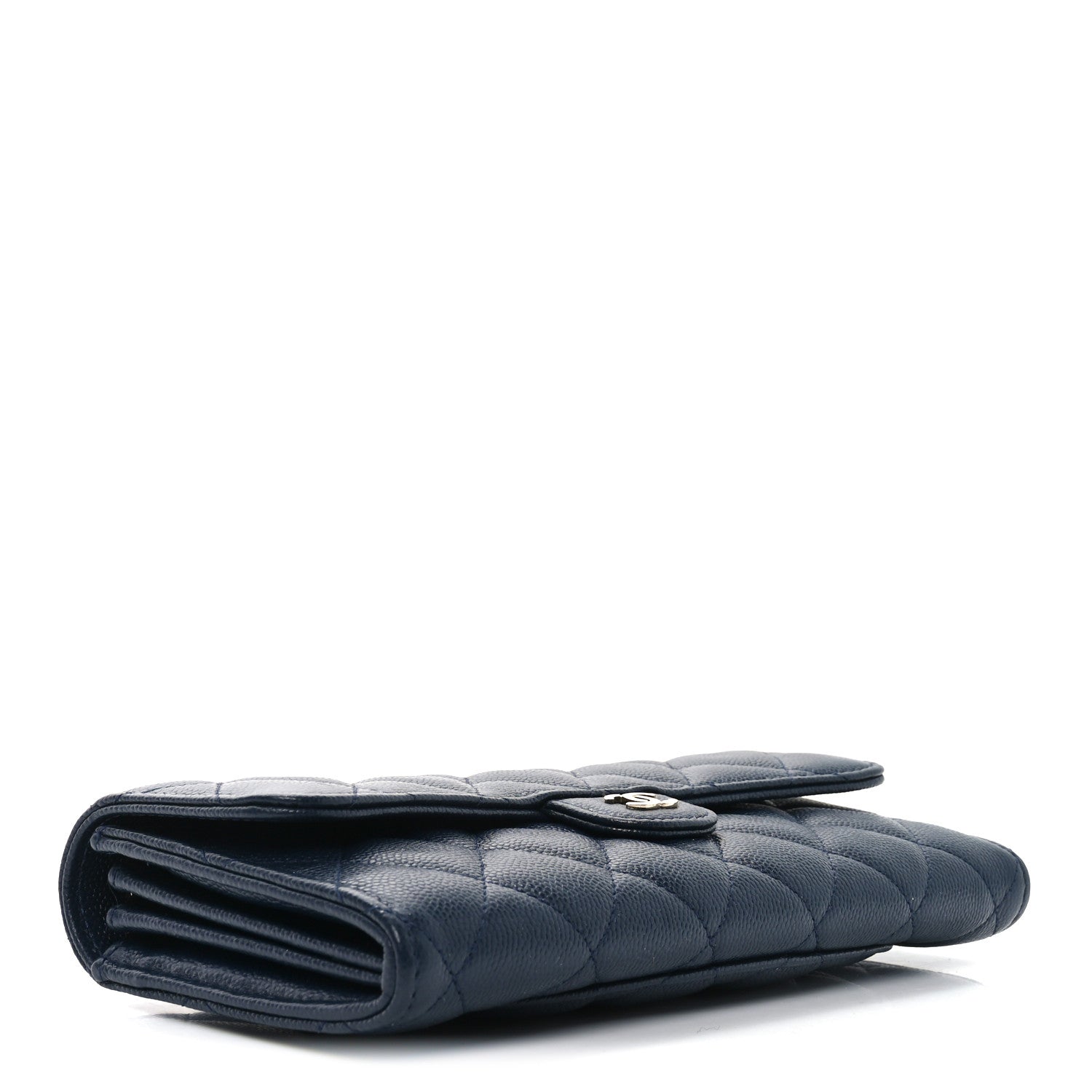 Chanel Caviar Quilted Large Gusset Flap Wallet Navy 4 of 8