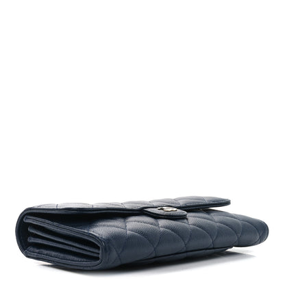 Chanel Caviar Quilted Large Gusset Flap Wallet Navy 4 of 8