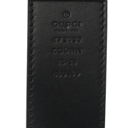 Gucci GG Supreme Monogram Selleria Calfskin Interlocking G Reversible 37mm Belt 85 34 Beige Ebony Black 3 of 4