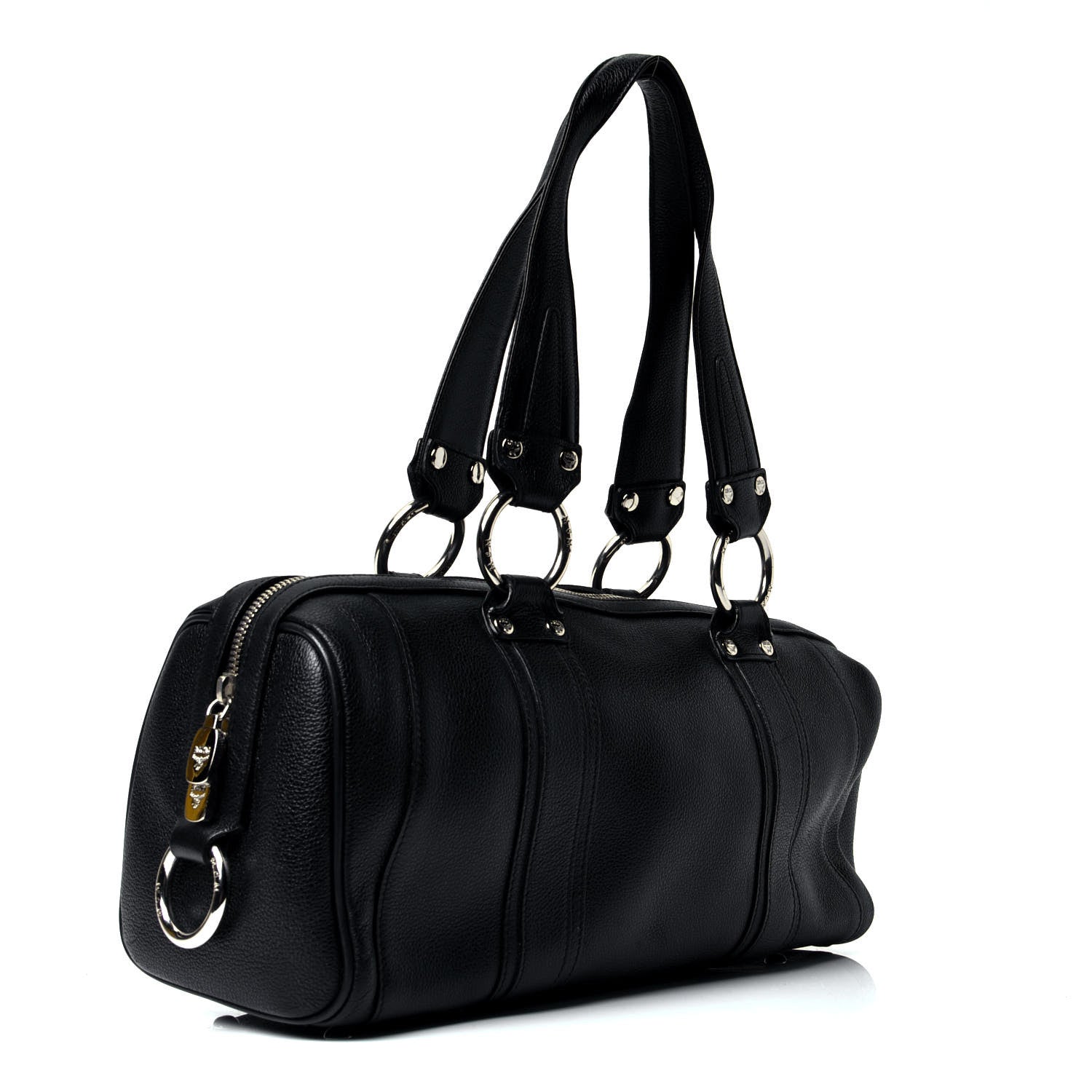 MCM Grained Calfskin Studded Heritage Barrel Bag Black 2 of 4