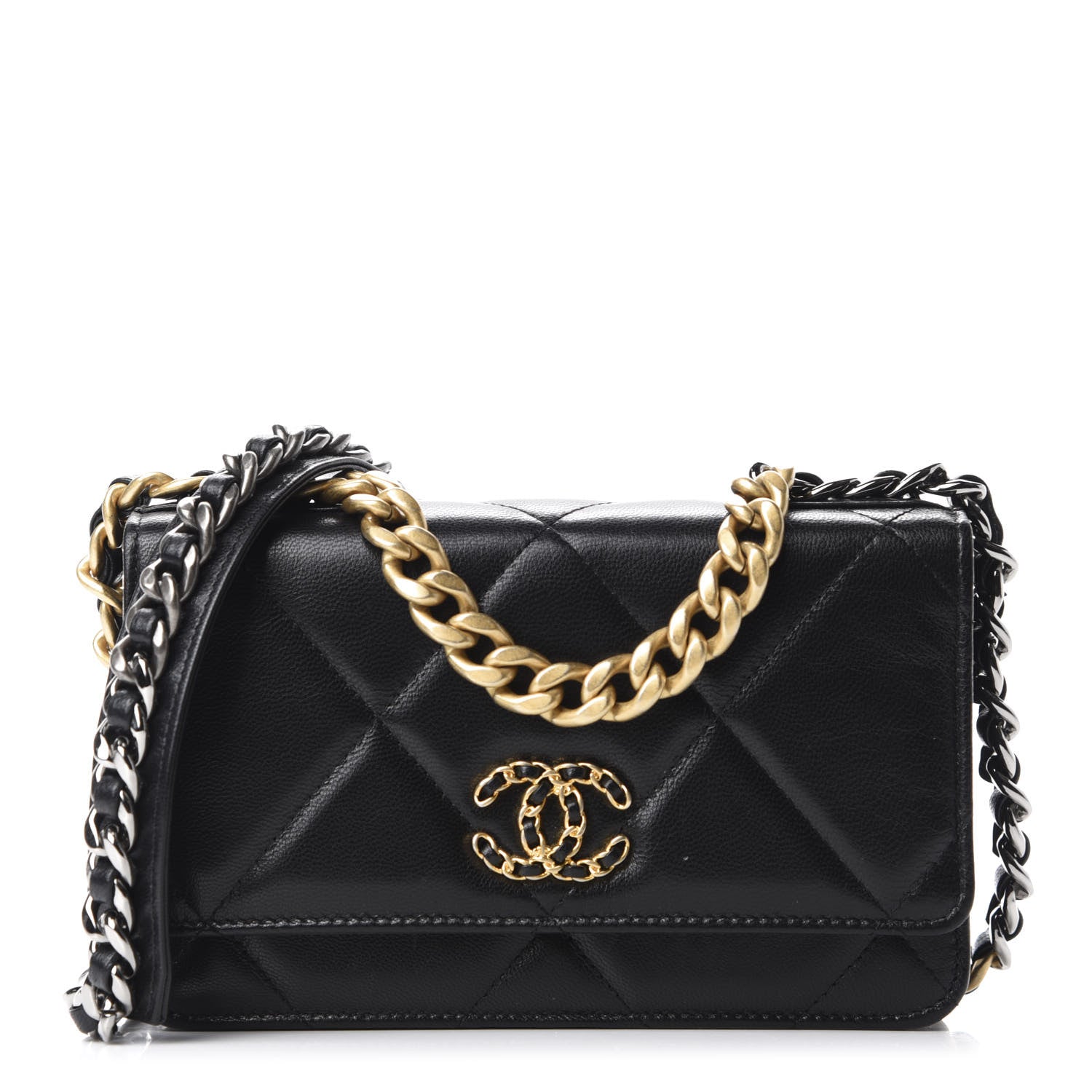 Chanel Lambskin Quilted 19 Wallet On Chain WOC Black 1 of 11