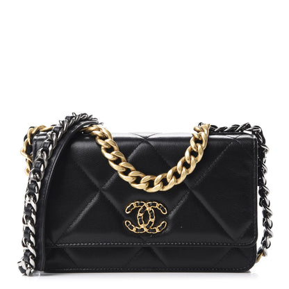Chanel Lambskin Quilted 19 Wallet On Chain WOC Black 1 of 11