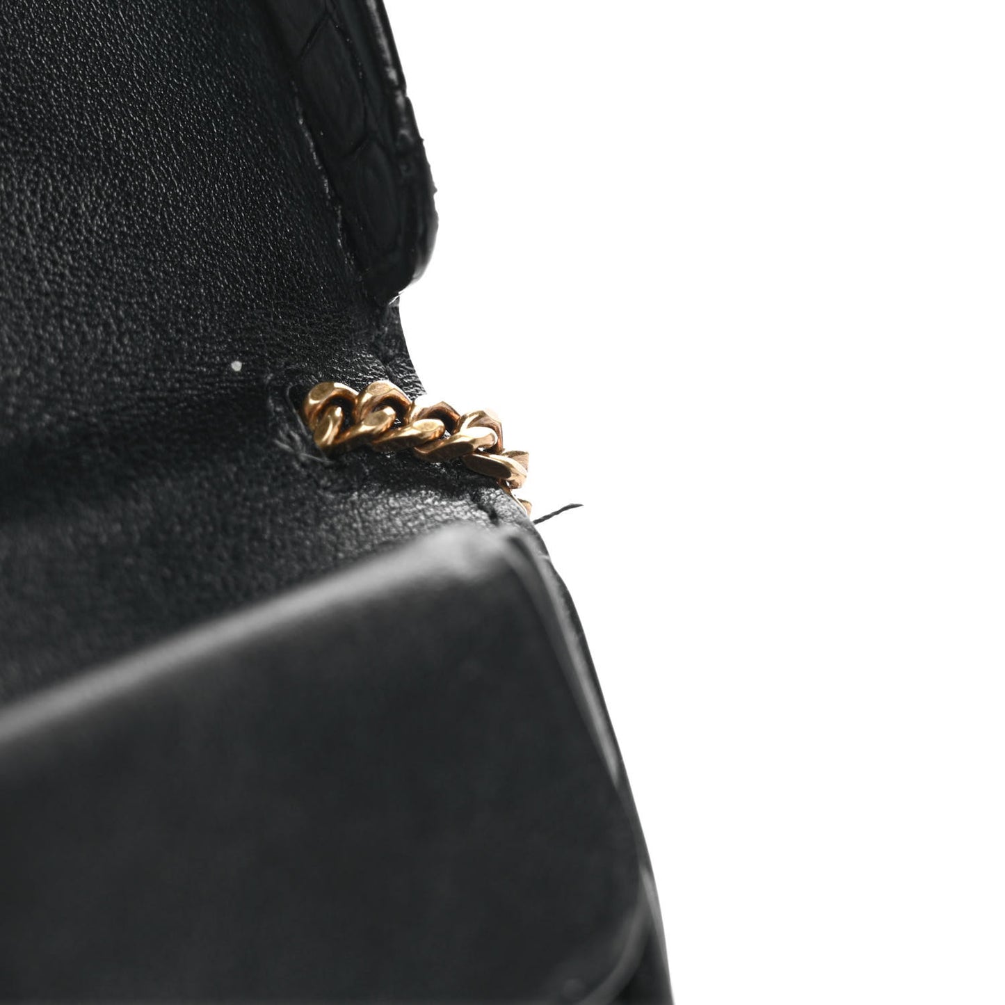 Patent Crocodile Embossed Monogram Baby Kaia Crossbody Bag Black