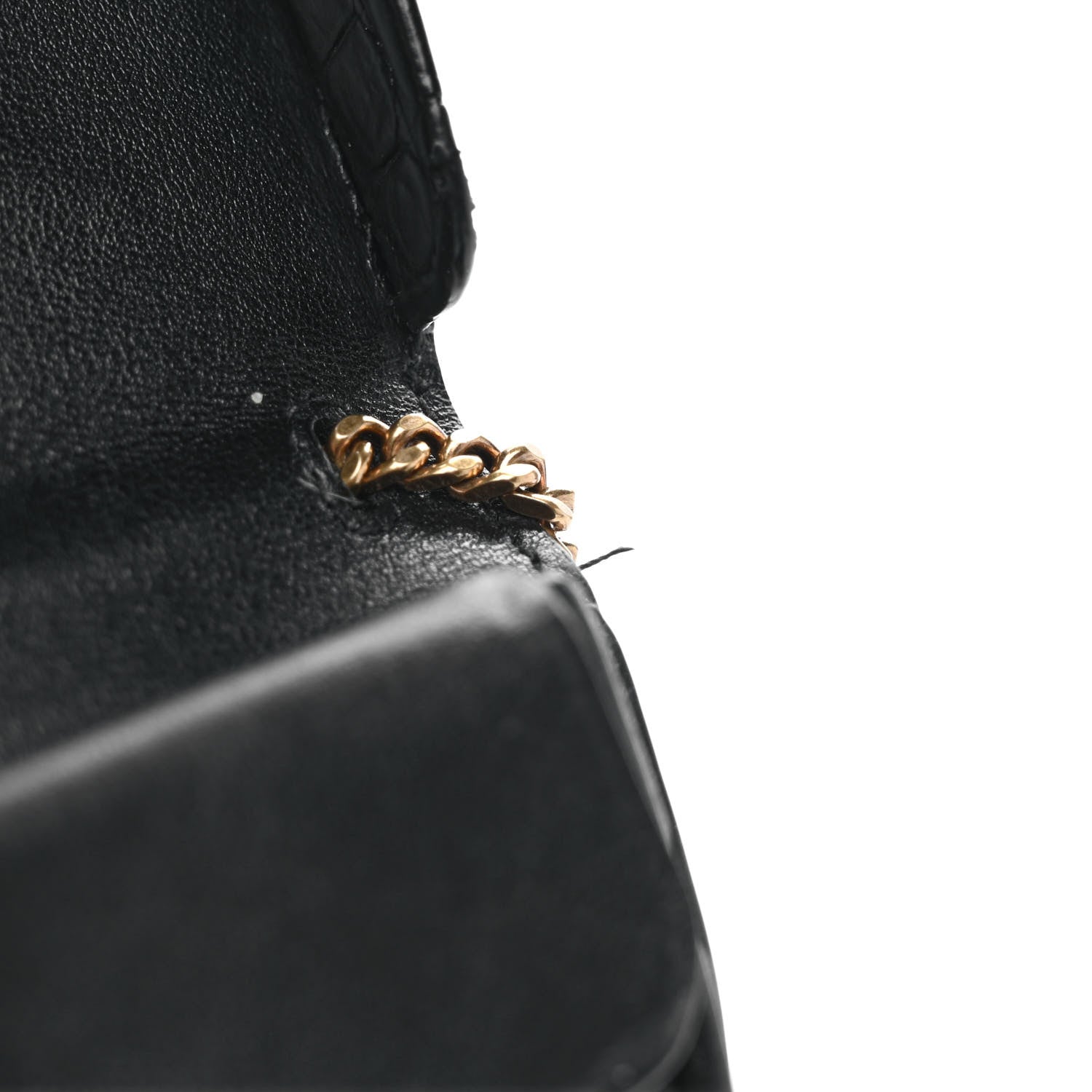 Saint Laurent Patent Crocodile Embossed Monogram Baby Kaia Crossbody Bag Black 6 of 8