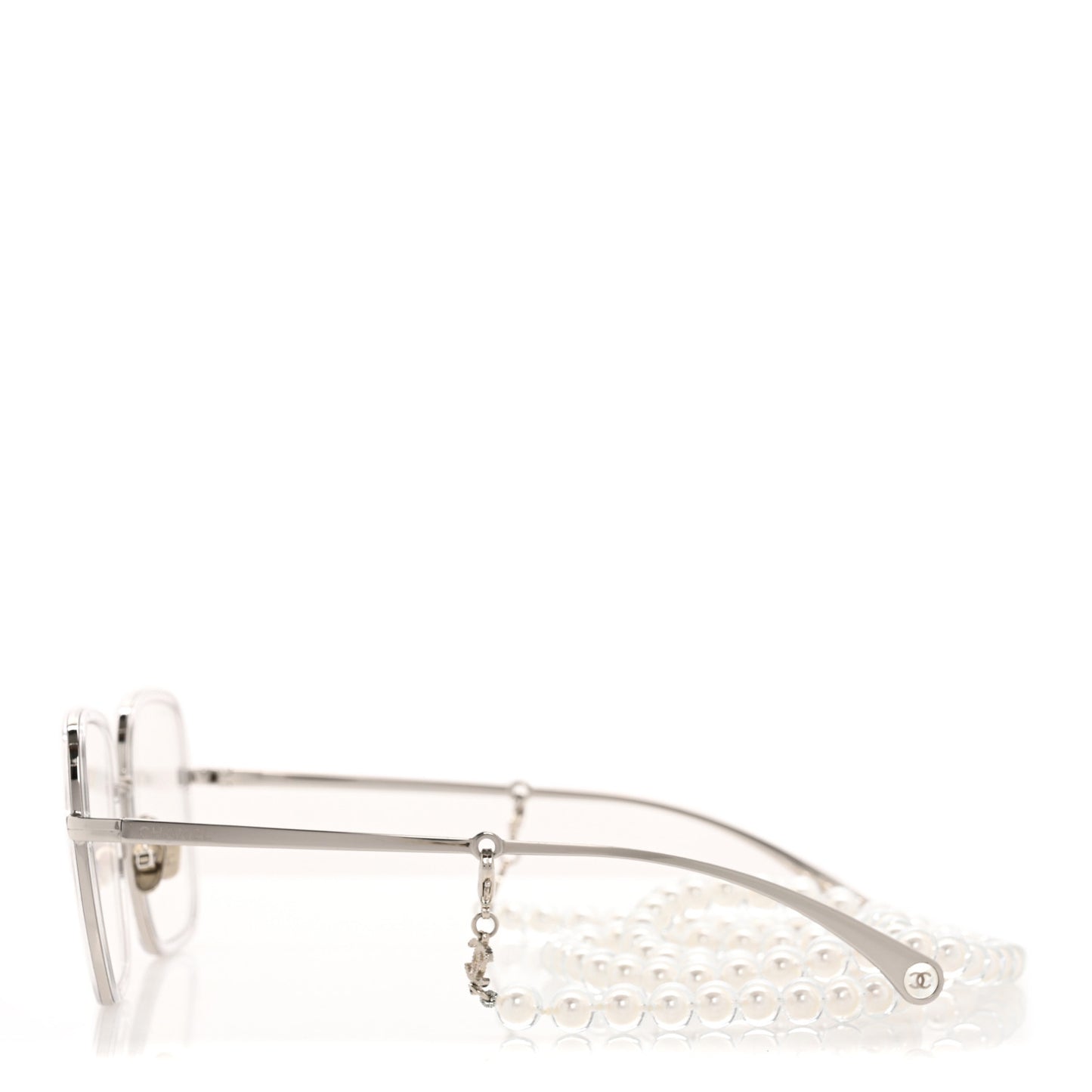 Metal Removable Pearl Chain Square Eyeglasses 2195-S Silver