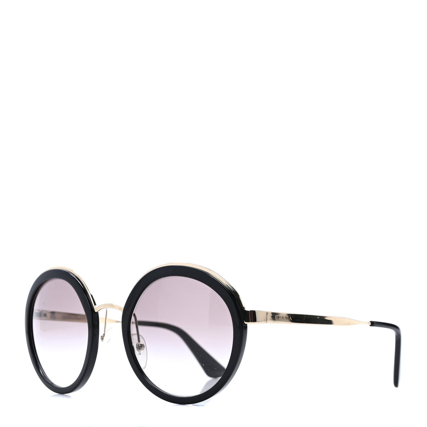 Prada Round Frame Sunglasses SPR 50T Black 1 of 7