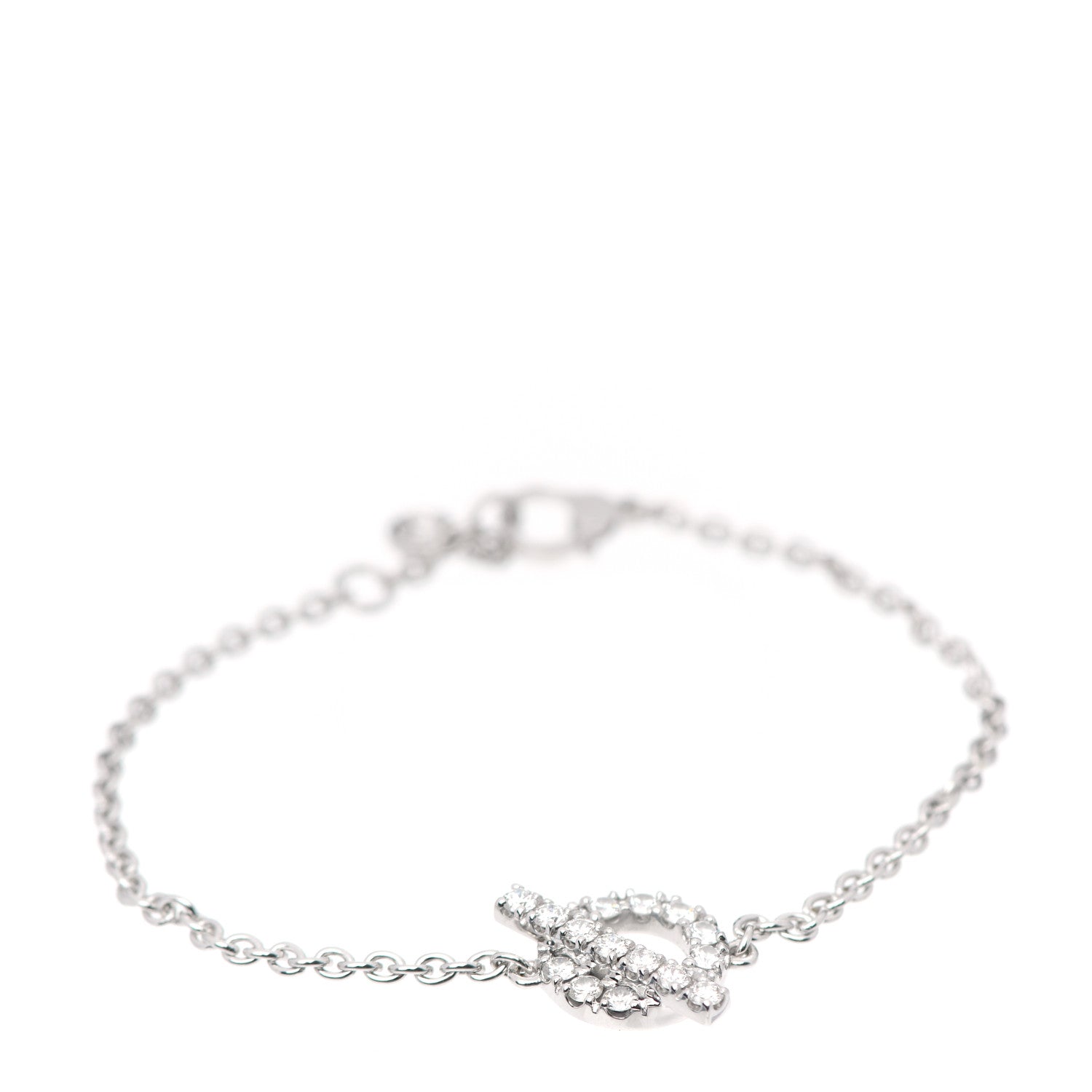 Hermes 18K White Gold Diamond Finesse Bracelet SH 1 of 6