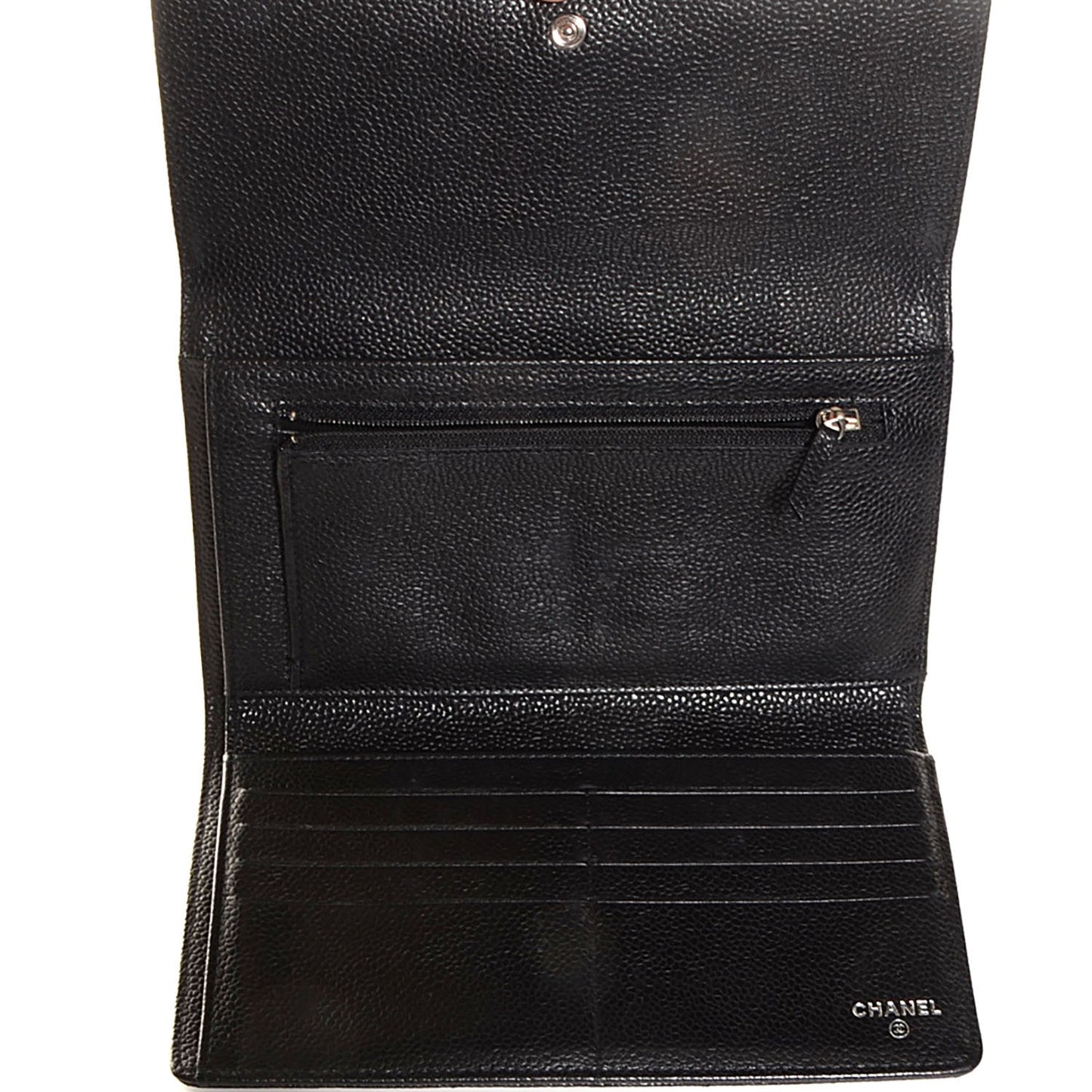 Caviar Quilted Large Flap Wallet Black