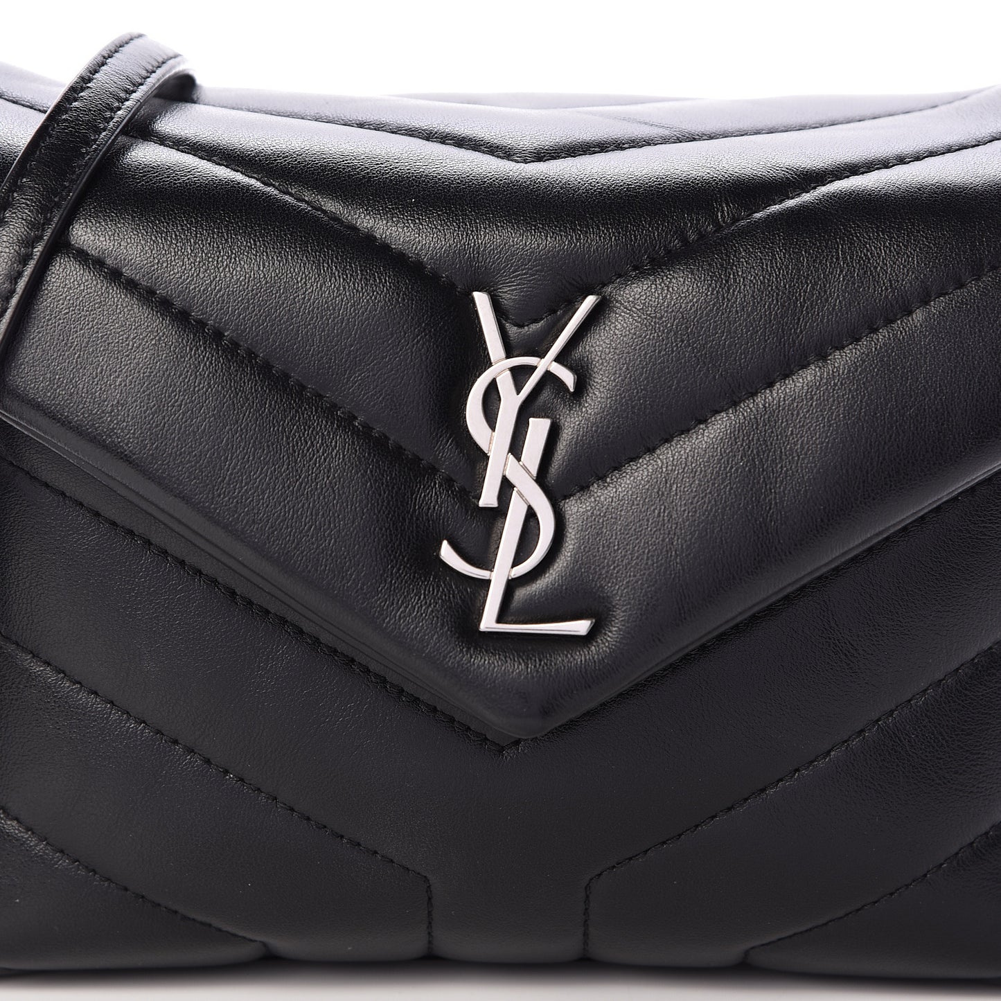 Calfskin Y Quilted Monogram Toy Loulou Crossbody Bag Black