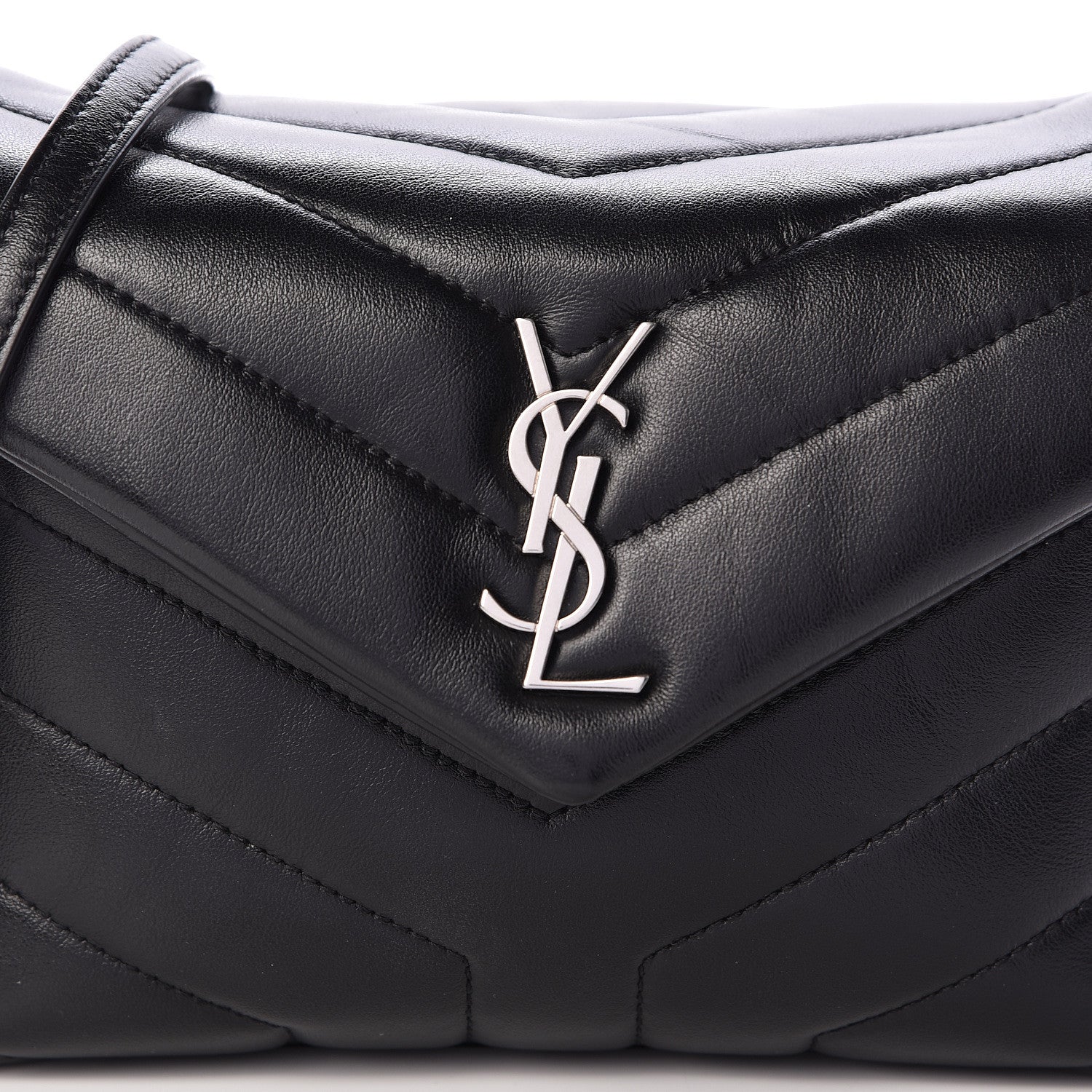 Saint Laurent Calfskin Y Quilted Monogram Toy Loulou Crossbody Bag Black 9 of 11
