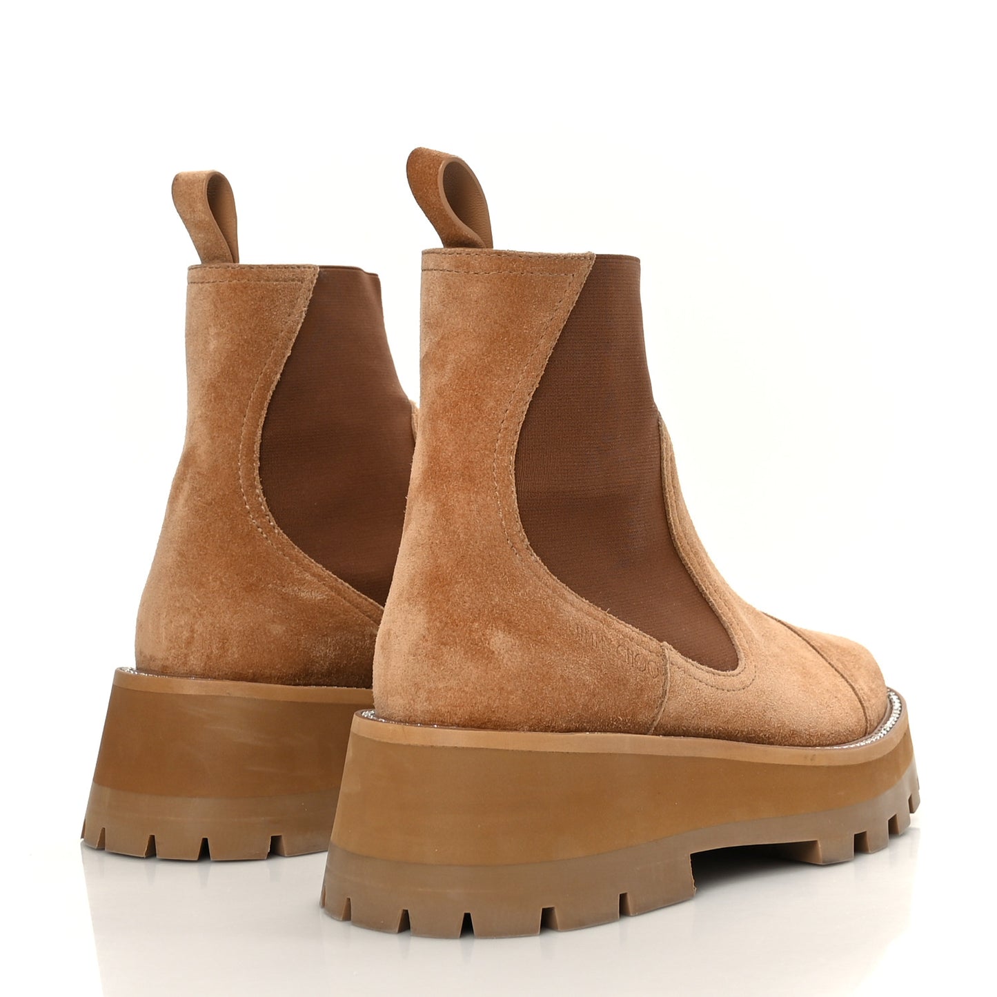 Suede Crystal Clayton Flat Ankle Boots 37.5 Caramel