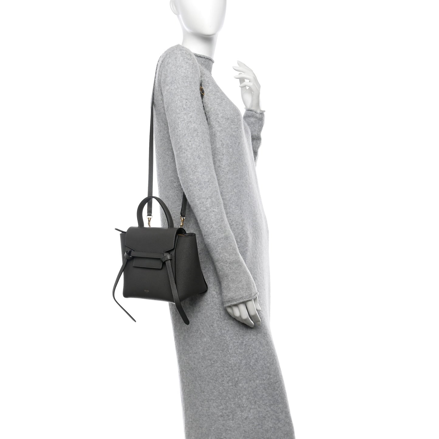 Grained Calfskin Nano Belt Bag Grey