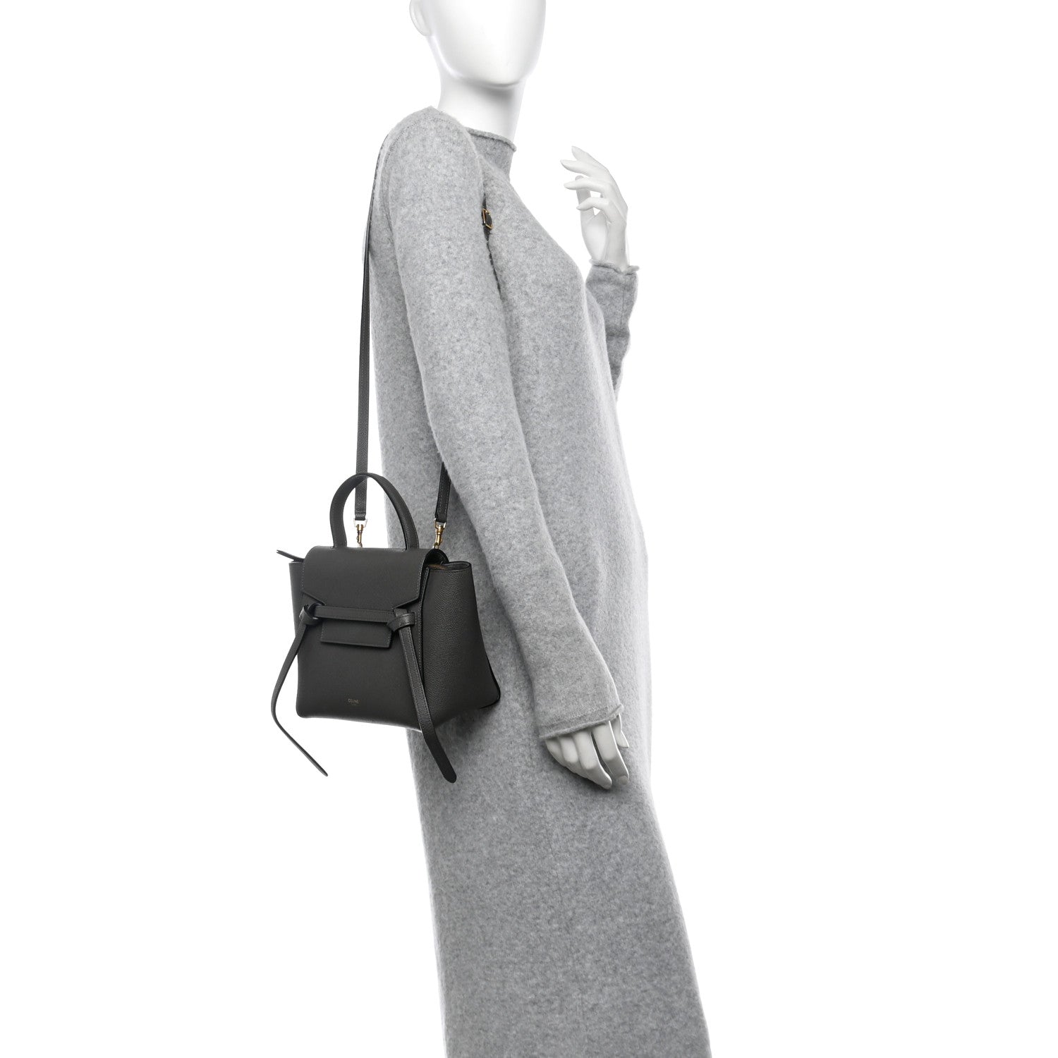 Celine Grained Calfskin Nano Belt Bag Grey 2 of 14