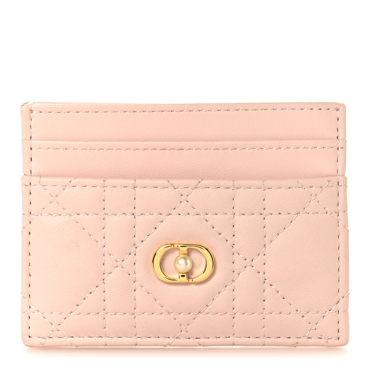 Christian Dior Lambskin Pearl Cannage Dior Jolie Freesia Card Holder Powder Pink 1 of 7
