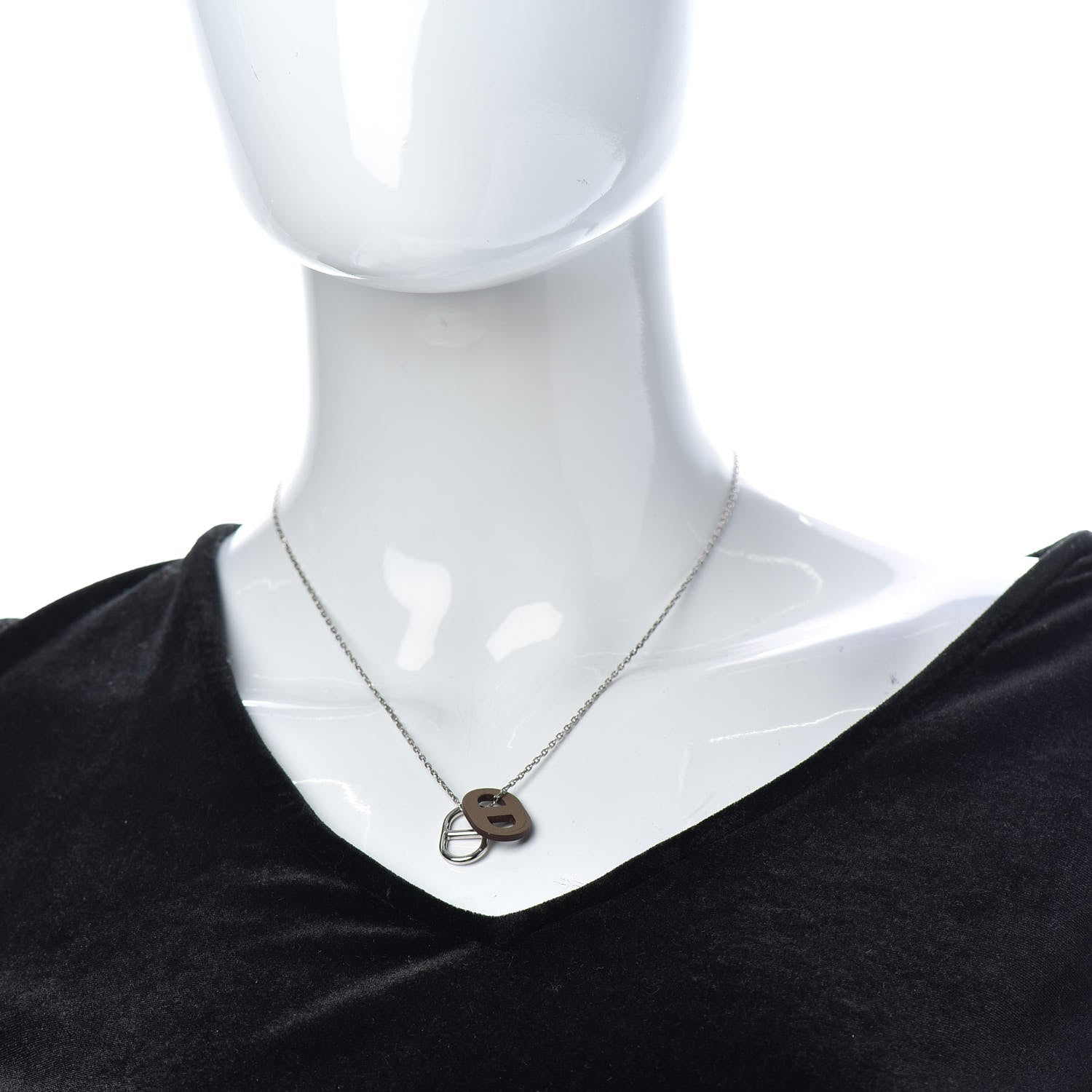 Hermes Swift O'Maillon Pendant Necklace Etoupe 2 of 5