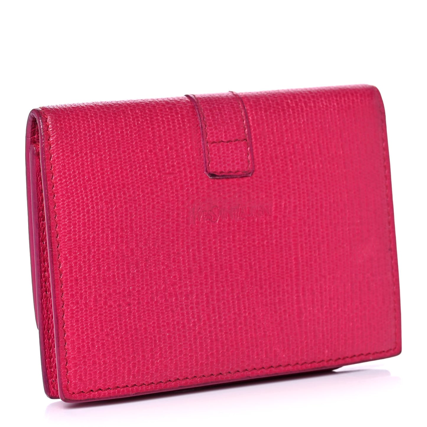 Textured Calfskin Y Card Holder Fuchsia
