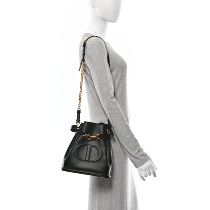 Christian Dior Calfskin CD Embossed Medium C'est Chain Bucket Bag Black 2 of 10