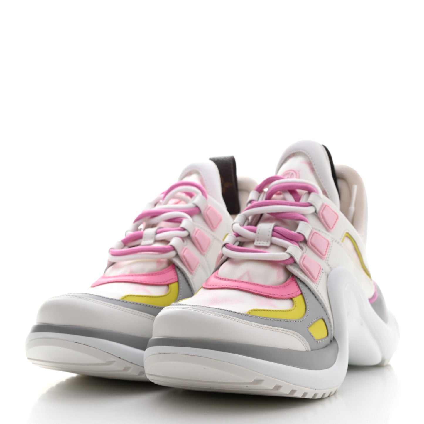 Calfskin Technical Nylon LV Archlight Sneakers 36.5 White Pink Yellow
