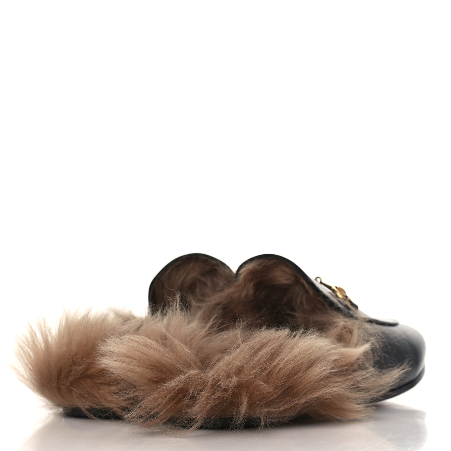 Calfskin Fur Womens Princetown Slippers 38 Black