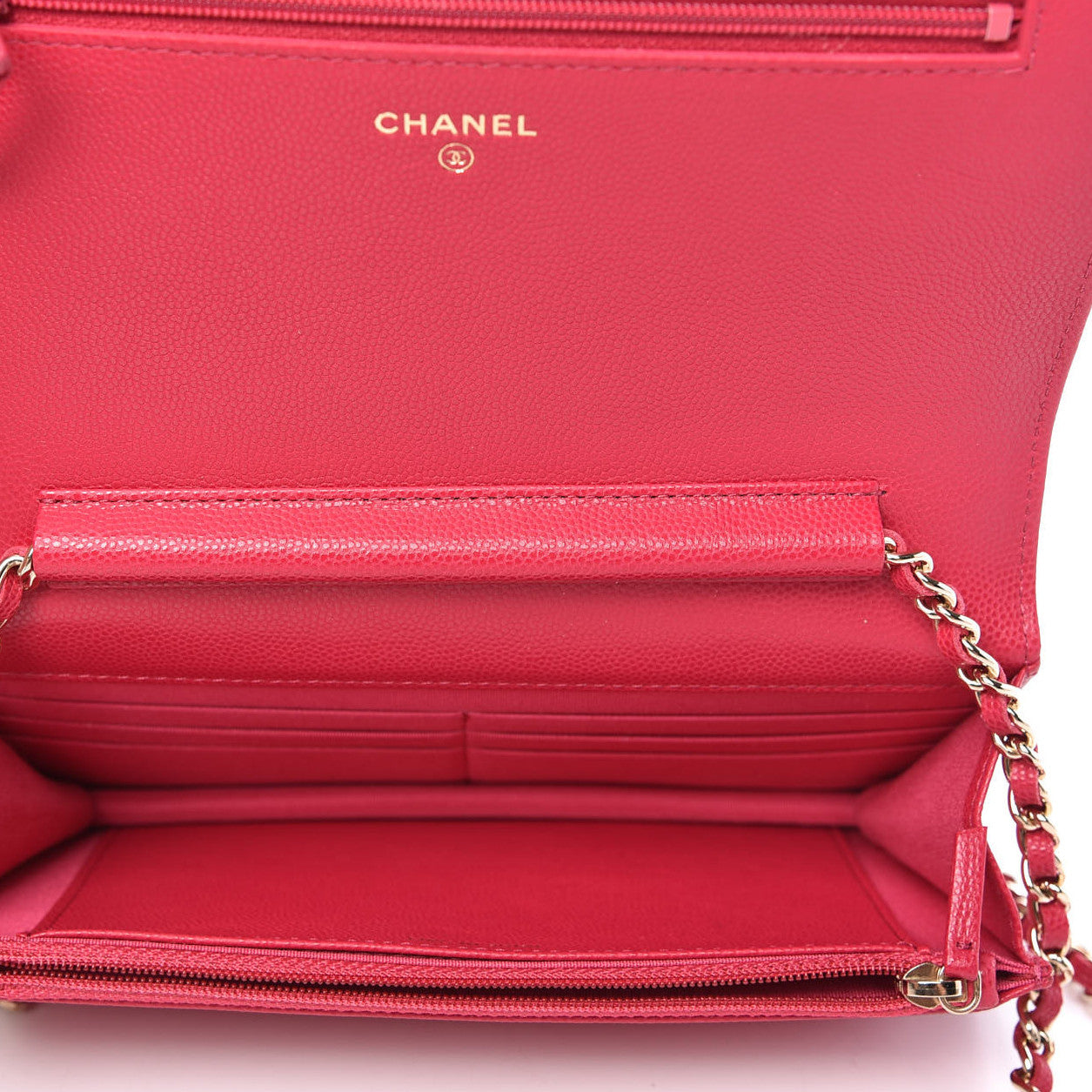 Chanel Caviar Camellia Embossed Wallet On Chain WOC Fuschia 5 of 12