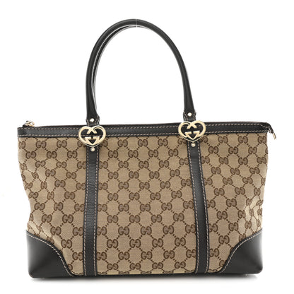 Gucci Monogram Small Lovely Heart Tote Dark Brown 1 of 14