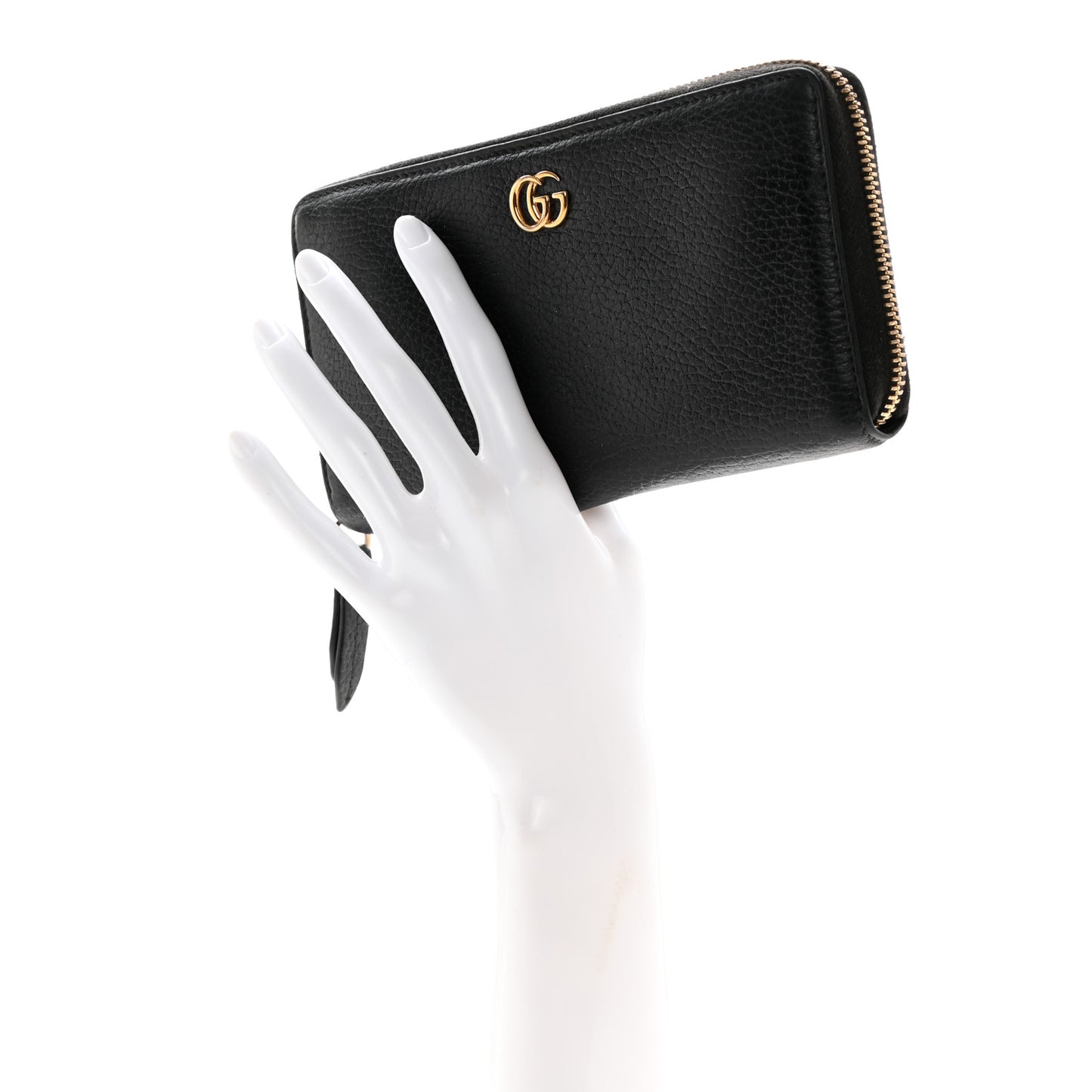 Dollar Calfskin GG Marmont Zip Around Wallet Black