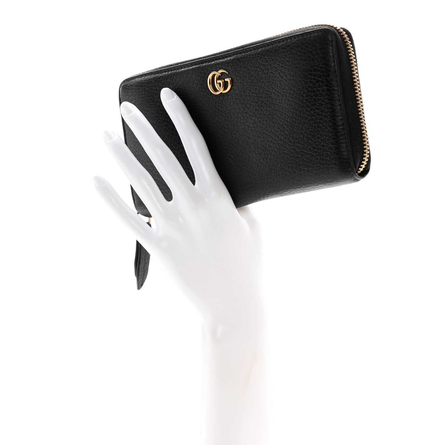 Gucci Dollar Calfskin GG Marmont Zip Around Wallet Black 3 of 8