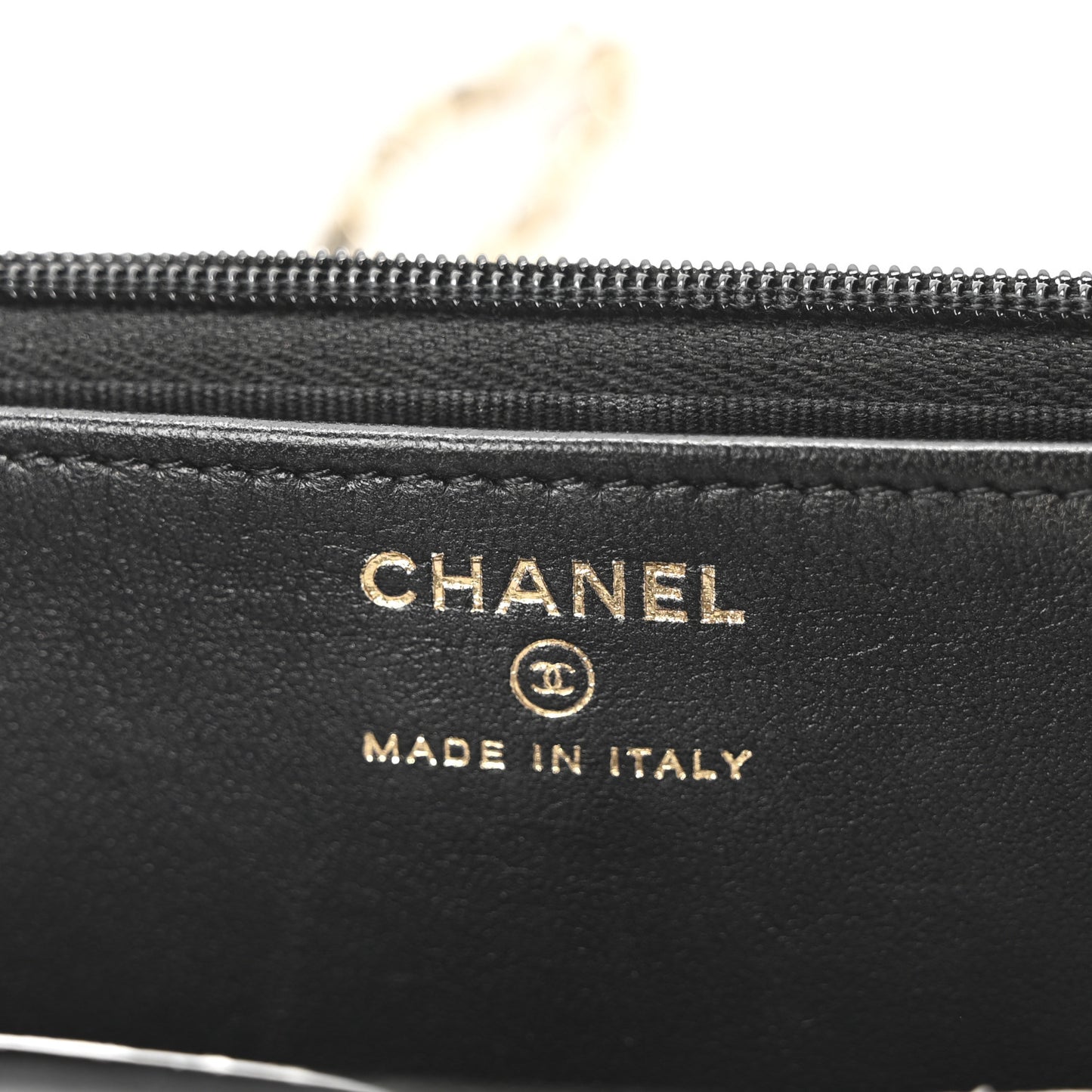 Lambskin Quilted Top Handle Wallet On Chain WOC Black