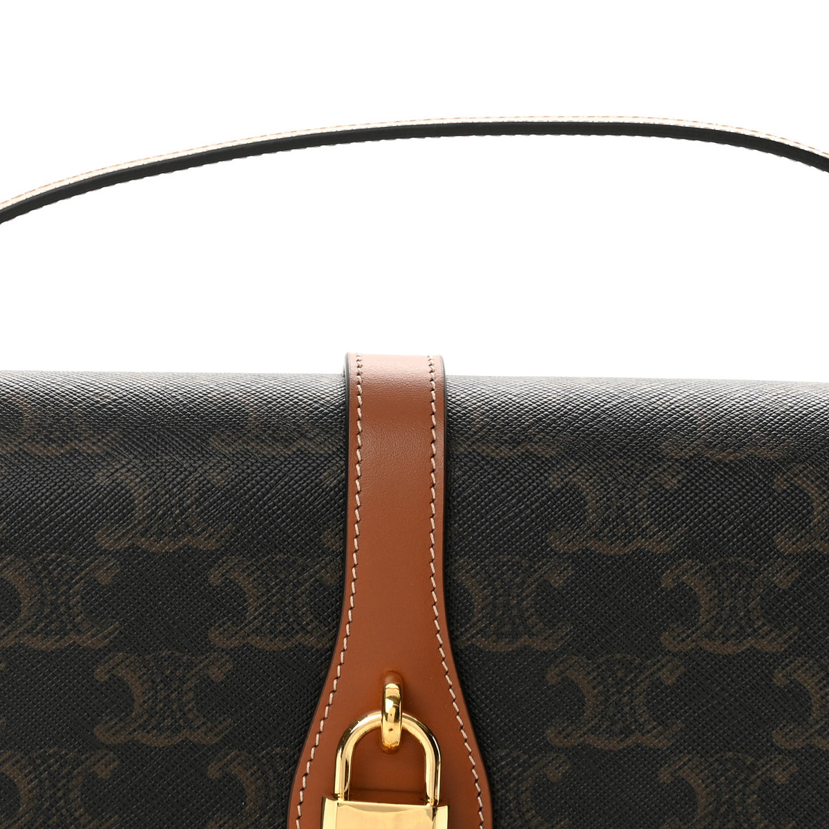 Triomphe Canvas Calfskin Tabou Clutch on Strap Tan