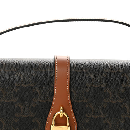 Celine Triomphe Canvas Calfskin Tabou Clutch on Strap Tan 9 of 13