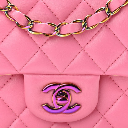 Chanel Lambskin Quilted Mini Rectangular Flap Pink Yellow 8 of 11
