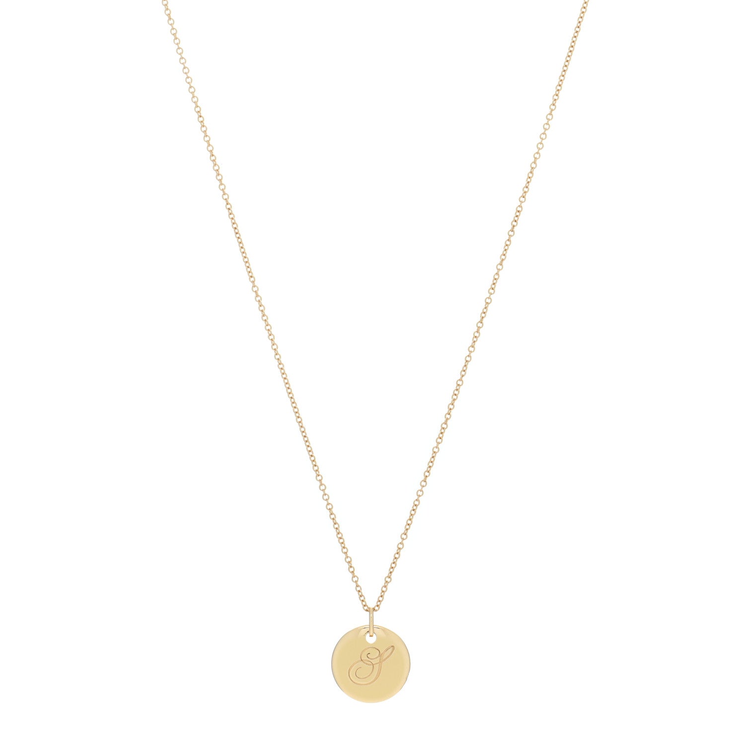 Tiffany 18K Yellow Gold Notes Letter S Disc Charm Pendant Necklace 1 of 5