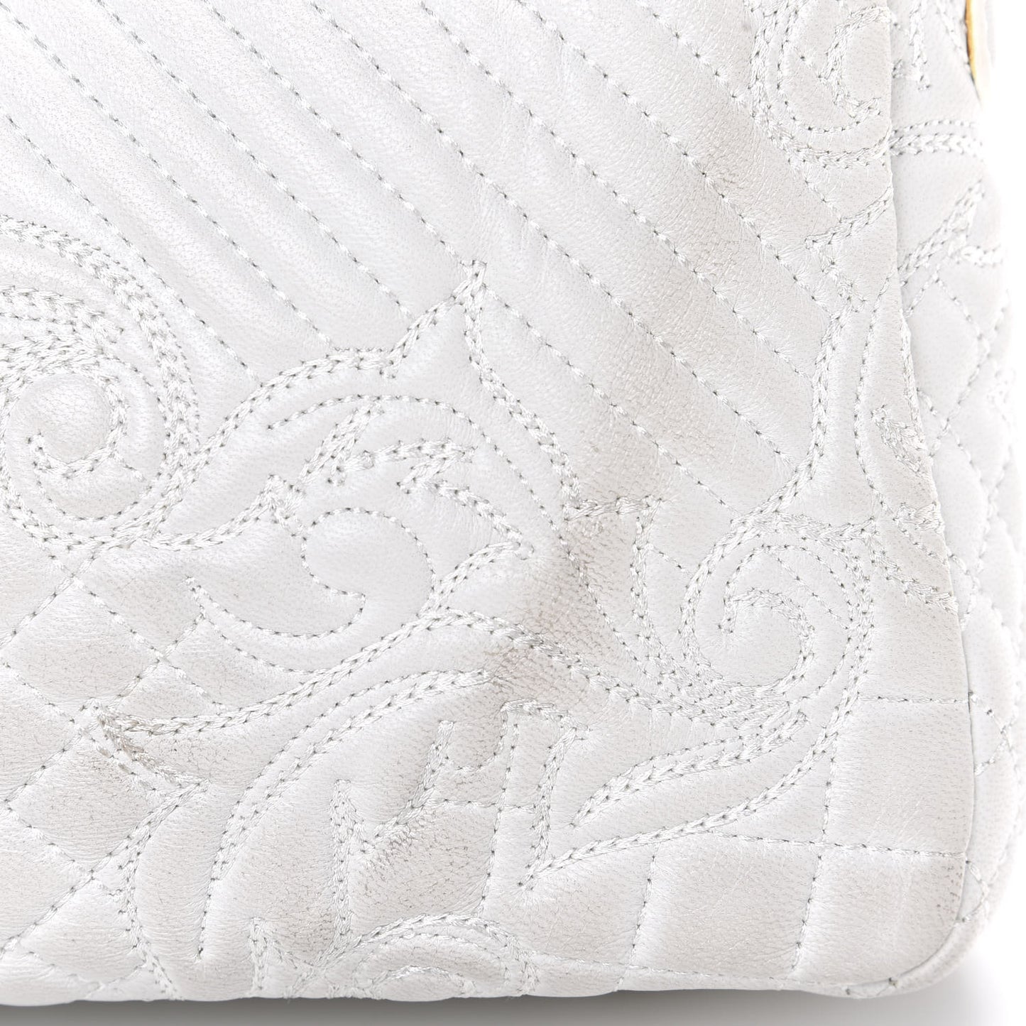 Nappa Barocco Quilted Vanitas Medea Shoulder Bag White