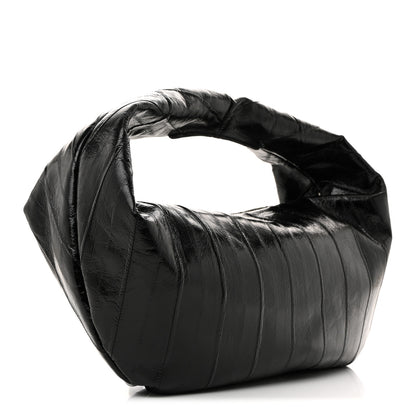 Khaite Glossy Calfskin Eelskin Embossed Medium Olivia Hobo Black 3 of 9